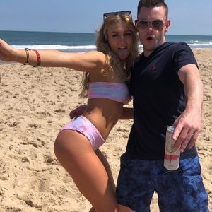 Cotton candy strapless high waisted bikini